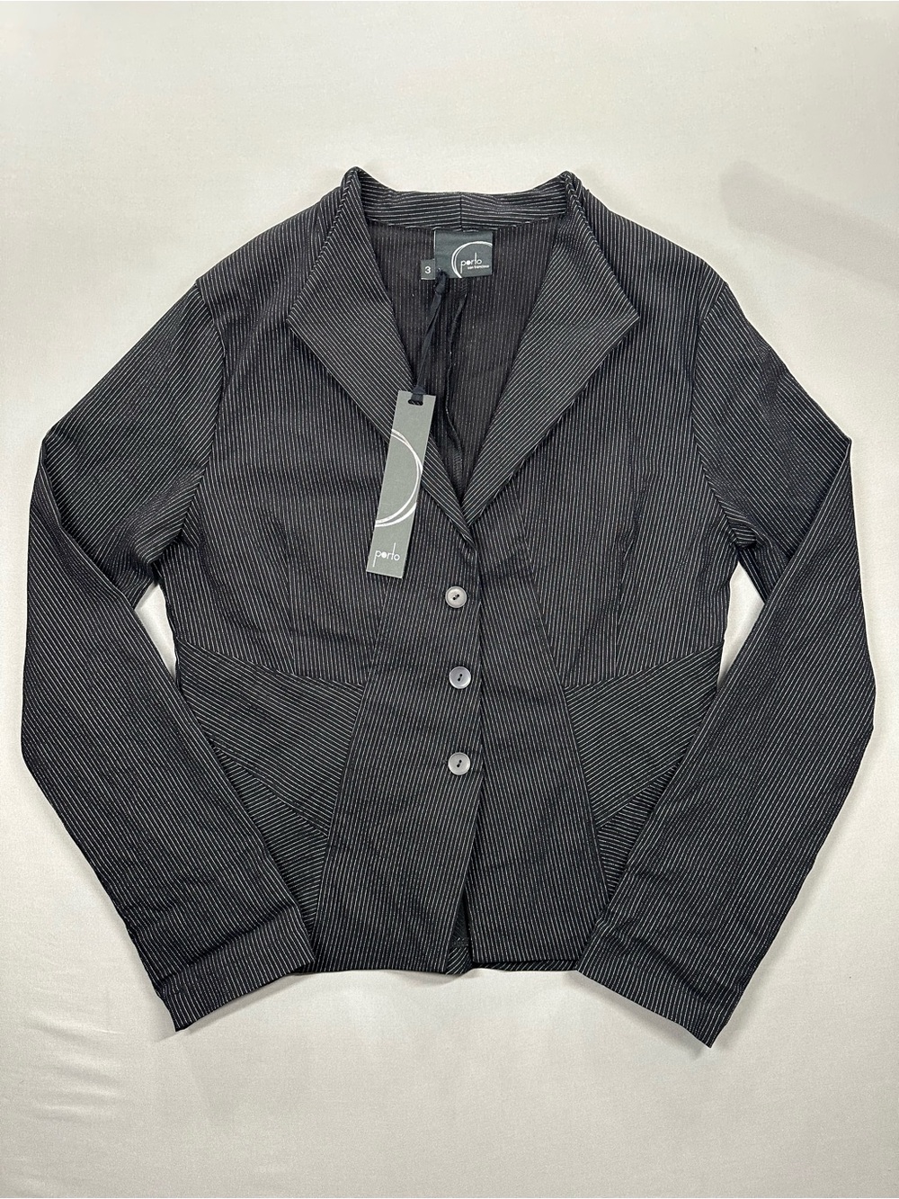 NWT Porto Rousseau Blazer Jacket, 3-Button, Black Stripe - Womens 3 (US 10)